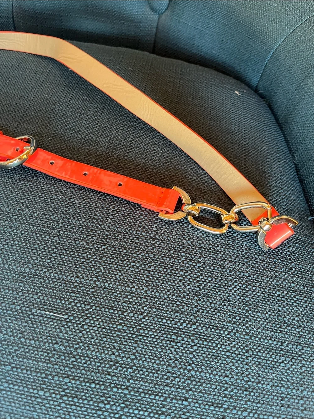 Charlotte Russe Pink and Cream Adjustable Chain-Accent Belt